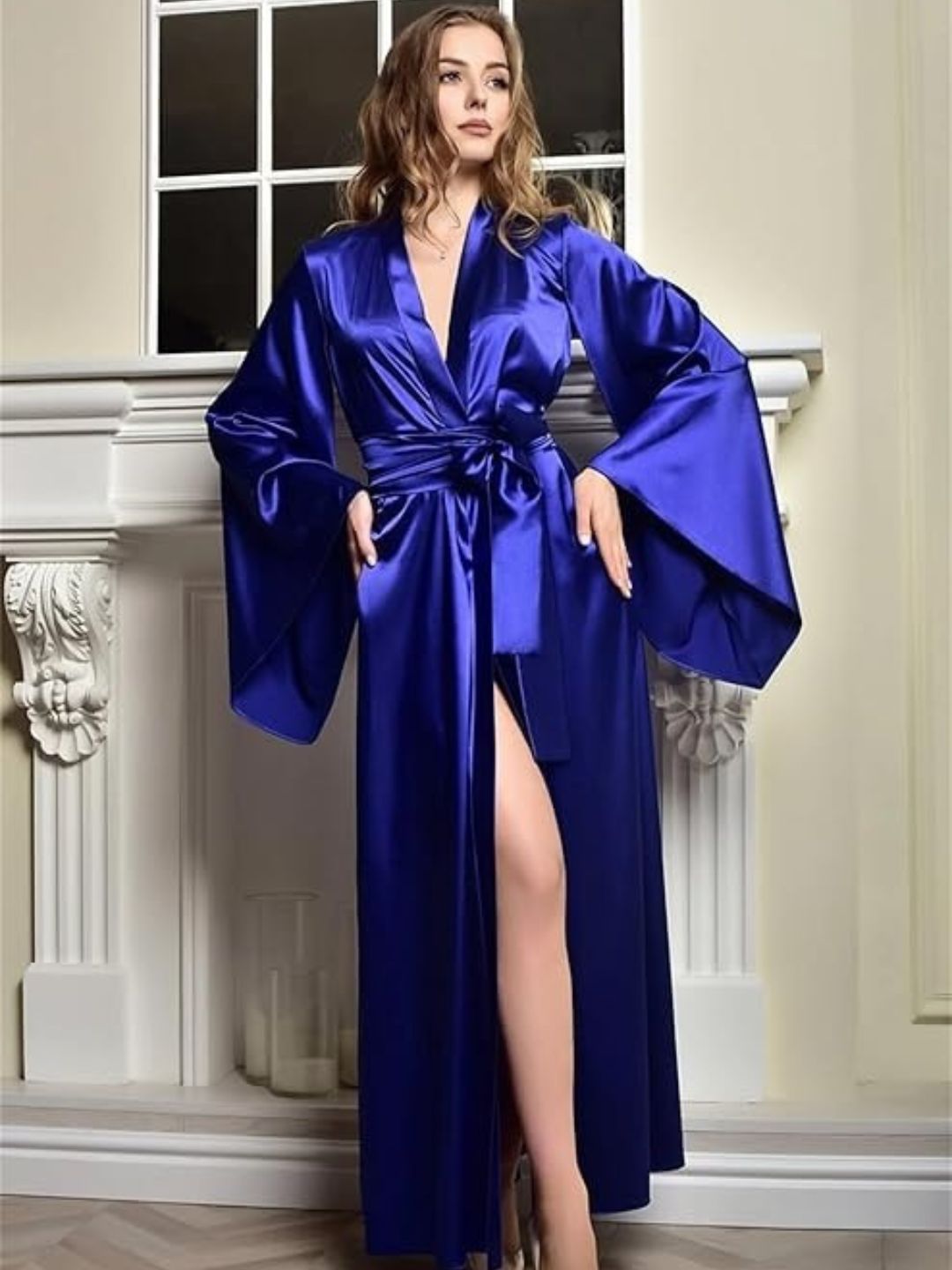 11006- Maroon Glamorous Satin Nightwear Robe – Soft & Silky Feel
