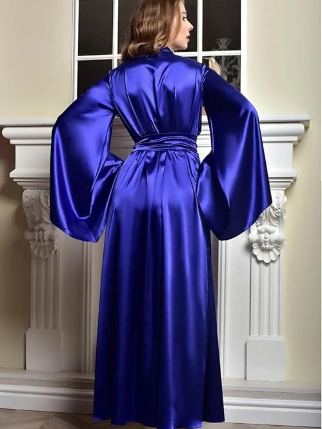 11006- Maroon Glamorous Satin Nightwear Robe – Soft & Silky Feel