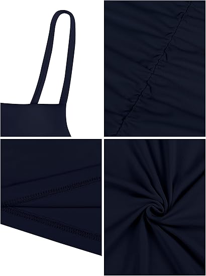 Navy Spaghetti Strap Ruched Mini Dress