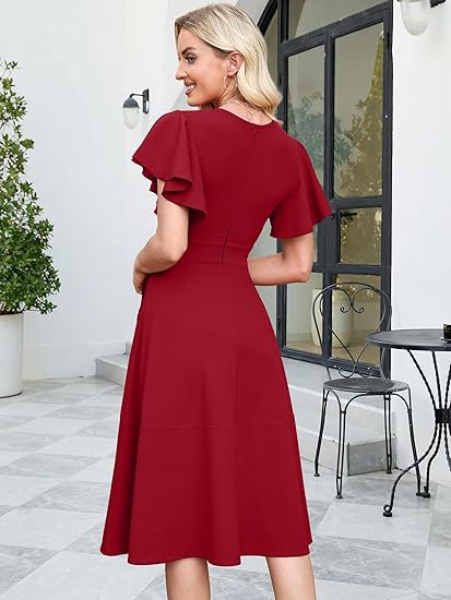 Red Ruffle Wrap Dress