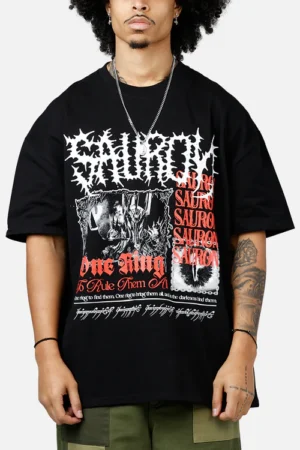 Sauron “One Ring” Oversized Metal Graphic T-Shirt