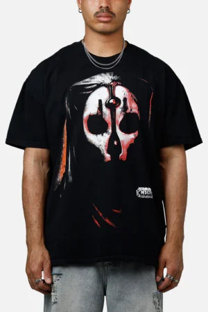 Oversized Masked Skull Graphic T-Shirt for Men