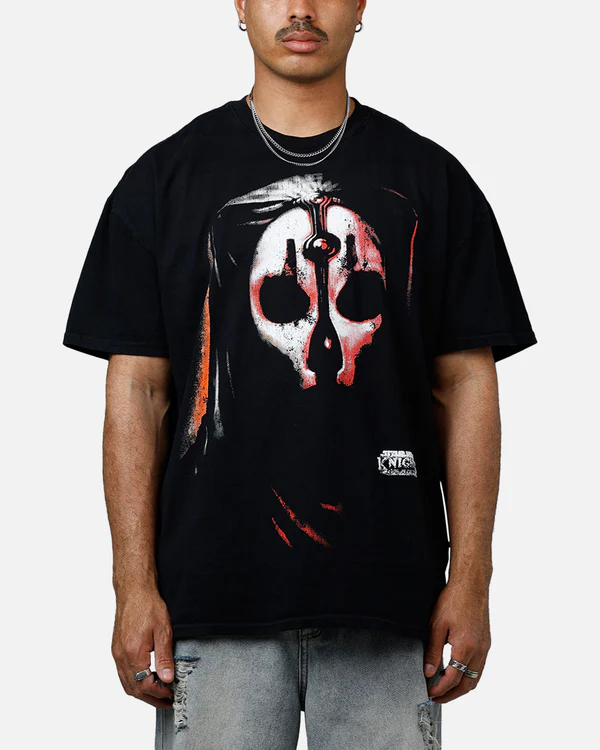 Oversized Masked Skull Graphic T-Shirt for Men