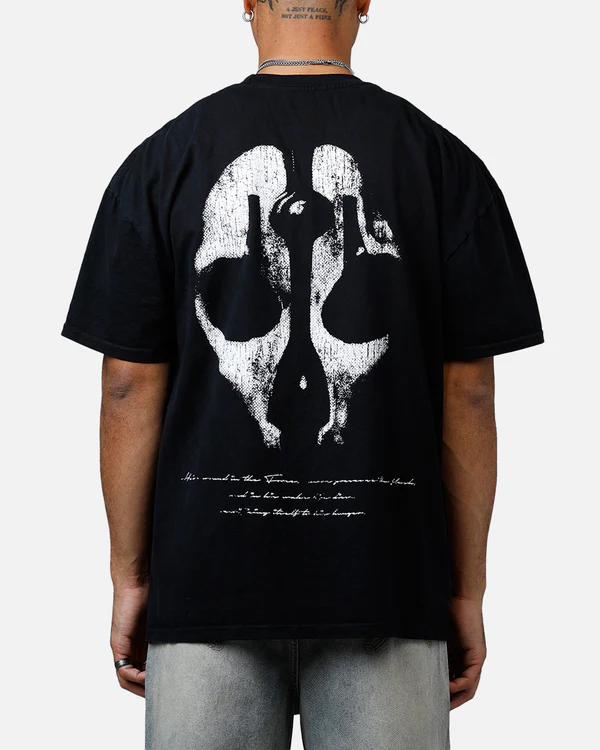 Oversized Masked Skull Graphic T-Shirt for Men - Image 2