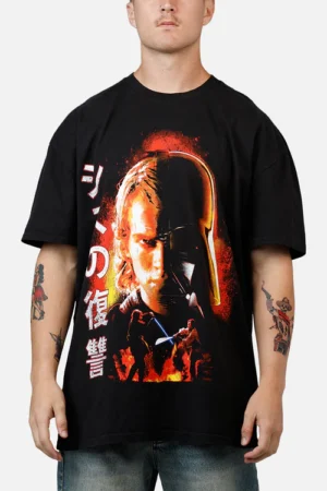 Oversized Sci-Fi Fire Graphic T-Shirt for Men