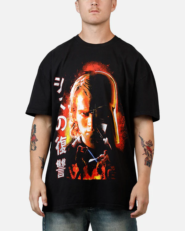 Oversized Sci-Fi Fire Graphic T-Shirt for Men