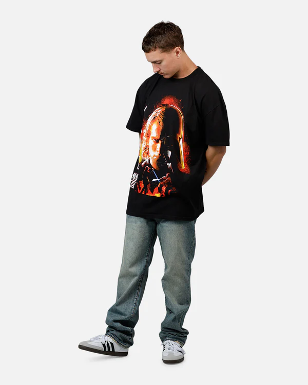 Oversized Sci-Fi Fire Graphic T-Shirt for Men - Image 3