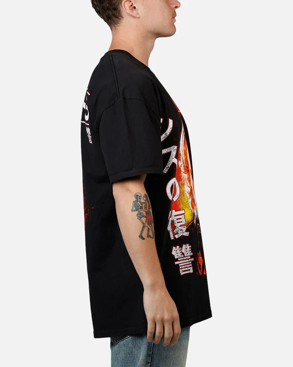 Oversized Sci-Fi Fire Graphic T-Shirt for Men - Image 4