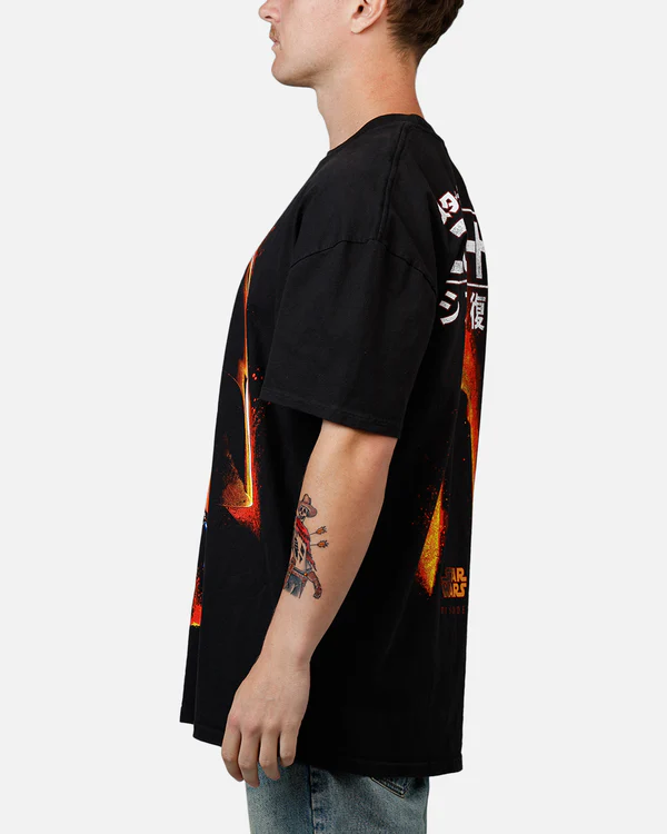 Oversized Sci-Fi Fire Graphic T-Shirt for Men - Image 5