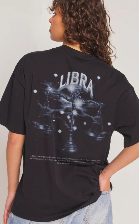 Libra Zodiac Oversized Graphic T-Shirt